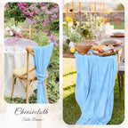 12Pack Light Blue Cheesecloth Table Runner 10FT Wedding Party Decor - Image 5