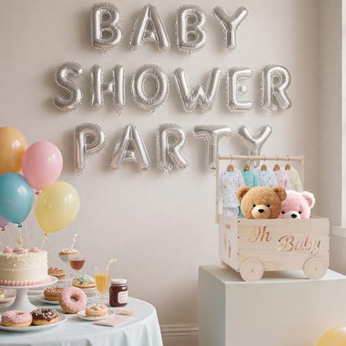 Baby Shower Gifts Baskets, Wooden Baby Closet Gifting for Newborn Boys and Girls, Wood Crate Box with Handle and Wheels, Personalized Cute Babyshower Decorations Basket for New Born - Image 3