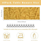 12 Pcs Mustard 35 x 120 Inches Long Cheesecloth Table Runner 10FT Runner for Tables Gauze Fabric Boho Table Runner Decoration Rustic Semi Sheer Runner for Wedding Baby Shower Birthday Party (Mustard) - Image 3
