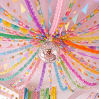 TaoBary Pastels Decorations, 6 Roll Crepe Streamers 600 Paper Chain Garland Strips 4 Star Hanging 2 Felt Pennant Flag 2 Paper Fans Garland 6 Four Leaf Clover Streamers for Birthday Party - Image 2