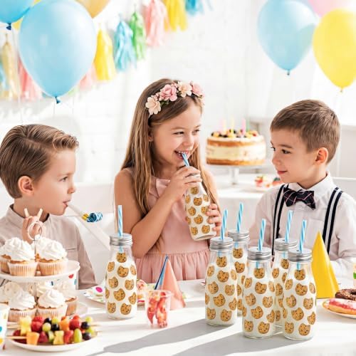 Yungyan 60 Pcs Plastic Farm Animal Milk Bottles with Straws and Lids Small Clear 8 oz Milk Jar with Lids Mini Juice Bottles and 900 Sticker Labels for Theme Birthday Party Baby Shower - Image 5