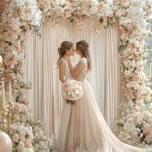 50x10ft Champagne Backdrop Curtain for Wedding Parties Wrinkle Free Fabric Champagne Drapes Backdrop Decoration for Baby Shower Birthday Photography Decoration 10 Panels, 5ft x 10ft - Image 3