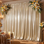 Champagne Gold Satin Backdrop Curtains 8 Panels - Glitter Photo Drapes for Baby Shower, 40x10FT Shimmer Back Drop Cloth, Wrinkle Free for Birthday Party Prom Wedding Photoshoot Background - Image 2