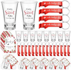 50 Sets Baby Shower Favors Shot Glasses Keychain Gifts, Strawberry, Red by Singhoow