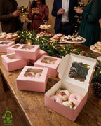Bakepacker Pink Cookie Boxes With Window 6x6x3 inches 100pcs - Image 2