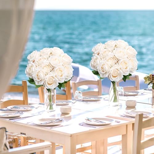 48 PCS Champagne Roses Artificial Flowers, Silk - Image 6