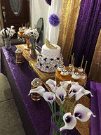 Sequin Tablecloth 90"x132" Rectangular Seamless Purple Party Tablecloth - Image 5