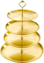 4 Tier Stainless Steel Cupcake Stand, Gold Metal Serving Tray Cake Holder Cake Display Stand for Holiday Dessert Table Decorations Birthday Party Wedding by Unknown