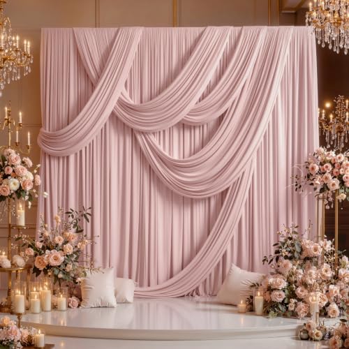12ft x 10ft Dusty Pink Backdrop Curtains for Parties, Wrinkle Free 2 Panels Photo Backdrop Drapes Back Drop Cloth for Wedding Birthday Photography Background Decor - Image 3