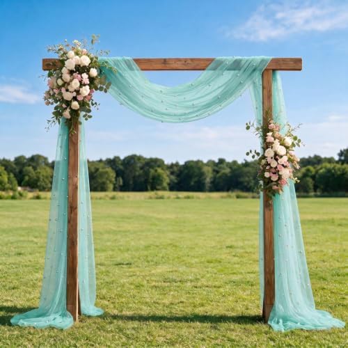Artoid Mode 6-Pack Pearl Turquoise Gauze Table Runner 10FT Home Decor - Image 4