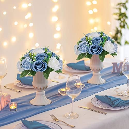 Sziqiqi Artificial Silk Flower Ball, Wedding Centerpiece, Dusty Blue, 10Pcs - Image 4