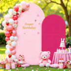 Hot Pink and Light Pink Arch Backdrop Cover 7.2FT 6FT Wedding Arch Covers Set of 2 Double-Color Arch Covers Stretchy Backdrop Spandex Fitted Fabric Backdrops for Party Baby Shower Birthday Decoration - Image 2