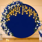 7.2 FT Navy Blue Round Backdrop Cover with Lights String for Circle Arch Stand Circle Backdrop Covers with LED Fairy Lights for Wedding Arch Baby Shower Birthday Party Photo Photography Background - Image 4