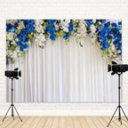 15x8ft White Wedding Backdrop White Blue Floral Flowers Photography Background Bride Groom Ceremony Party Bridal Shower Banner Decorations Engagement Proposal Portrait Photo Booth Prop - Image 4