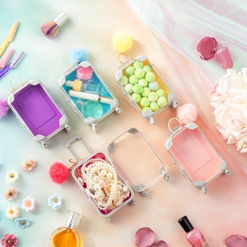 VioraWhite 30 Pcs Mini Suitcase Empty Box and Plush Ball Set, Mixed Colors - Image 4
