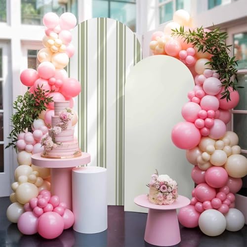 Strip Spandex Arch Backdrop Cover for Balloon Garland, Rustic Farmhouse Strip Green Double-Sided Chiara Backdrop Stand Cover, Elastic Background for Birthday Party, Baby Shower Decor 7.2FT by EwdeWwo