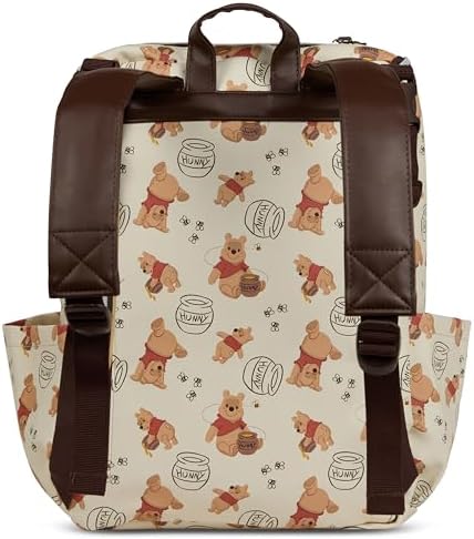Disney Diaper Bag Backpack with Changing Pad Winnie the Pooh – 16” Nylon Baby Bag for Parents, Insulated Bottle Holders, Multiple Storage Pockets - Image 4