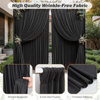 32ftx10ft Wrinkle Free Black Backdrop Curtain - 10 Feet Photography Backdrop Drapes, Silky Polyester Back Drop Cloth for Wedding Baby Shower Balloon Arch Background - Image 3