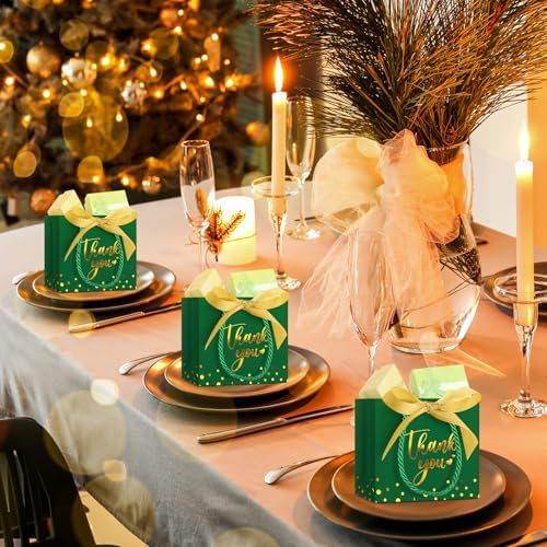 Jetec 45 Pcs Mini Thank You Gift Bag with Handle, Dark Green/gold - Image 6
