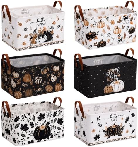 CHENGU 6 Pack Fall Storage Bins Collapsible Retro Autumn Pumpkin Baskets by CHENGU