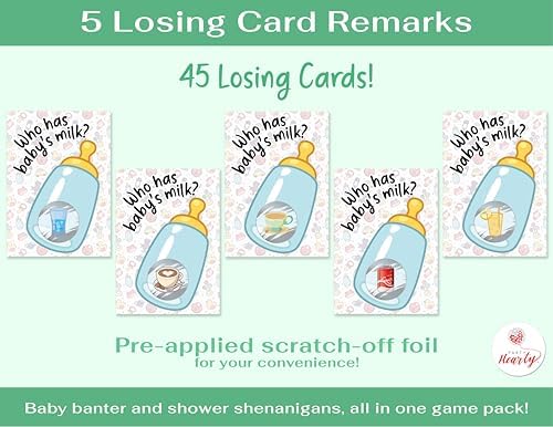 Party Hearty Baby Shower Scratch-Off Game, Fun Emoji Cards - Blue Bottle (Pack of 3) - Image 5