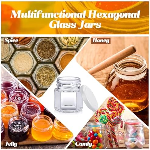 Nuogo 100 Pack 1.5oz Mini Hexagon Glass Jars Bulk Honey Jars, White - Image 5