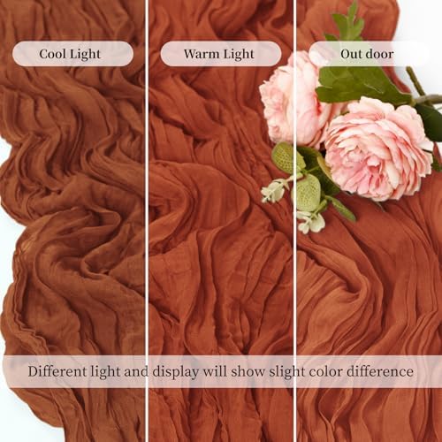 20 Pack Terracotta 17 x 108 Inch Cheesecloth Table Runner - Boho Gauze Sheer Fabric for Wedding Baby Shower Party Home Decor - Image 6