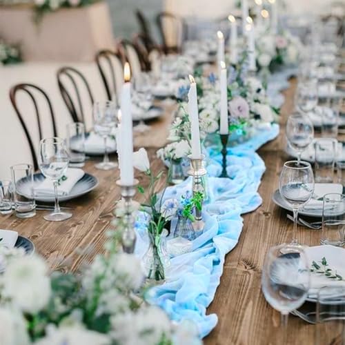 Showgeous 16 Pack Light Blue Cheesecloth Table Runner 17 x 108 Inch - Image 7