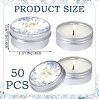 MTLEE 50 Pcs Blue Floral Wedding Candles Gift Favors for Guests 1 Oz - Image 6