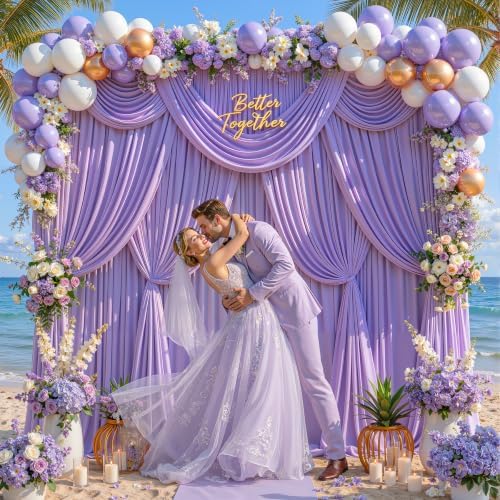 30x10FT Backdrop Curtains with Rod Pockets - Wrinkle Free Photo Stage Backdrop 6 Panels Curtains Drapes for Photography Wedding Party Baby Shower Decorations (Lavender) - Image 6