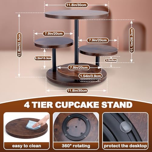 ZMCYNG Cupcake Stand, 4 Tier Round Wood Cupcake Tower Stand for 50 Cupcakes - Image 5