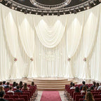 40ftx10ft Wrinkle Free Ivory Backdrop Curtain - 10 Feet Photography Backdrop Drapes, Silky Polyester Back Drop Cloth for Wedding Baby Shower Balloon Arch Background - Image 2
