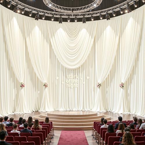 40ftx10ft Wrinkle Free Ivory Backdrop Curtain - 10 Feet Photography Backdrop Drapes, Silky Polyester Back Drop Cloth for Wedding Baby Shower Balloon Arch Background - Image 2