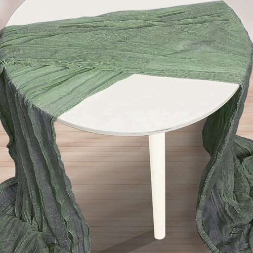 6 Pack Sage Green 35x120 Inch Cheesecloth Table Runner - Image 3