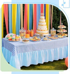Moukeren 120"x60" Ruffled Tablecloth Table Cover, Blue and White, Gingham - Image 6