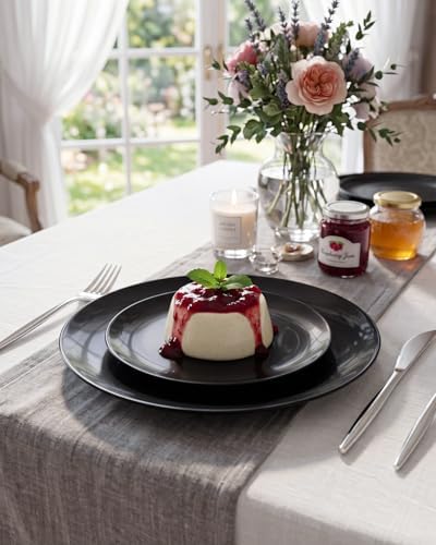 PULOTE 100PCS Black Plastic Plates Disposable - Premium Heavy Duty 50 Black Dinner, 50 Dessert/Salad Plates - Ideal for Party, Halloween - Image 4