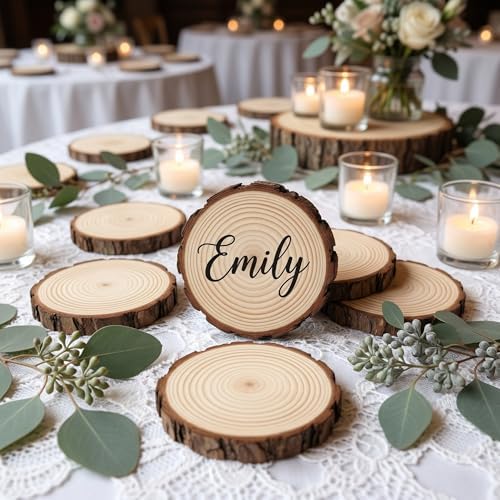 Wood Slices for Centerpieces, 6-7 Inches, 10 Pack, Rustic Round Wood Circles for Wedding Tables, Baby Showers, and DIY Craft Projects - Image 4
