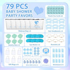 79 Pcs Baby Shower Game Prizes for Winners, Spa-Inspired Gift Set with "Thank You"-Makeup Bag, Jewelry Box, Eye Mask & Gift Bags for Baby Shower Game Prizes Wedding Bridal Shower Favors (Blue) - Image 4
