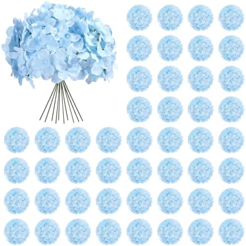 Auihiay 64Pcs Blue Hydrangea Artificial Flowers, Silk Hydrangeas Decor by Auihiay