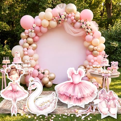 Honoson 4 Pcs Large 30" Ballerina Dancer Cardboard Cutouts, Pink Ballerina Birthday Party Decorations Yard Signs for Baby Shower Wedding Dance Ballet Themed Party Decor Supplies - Image 6