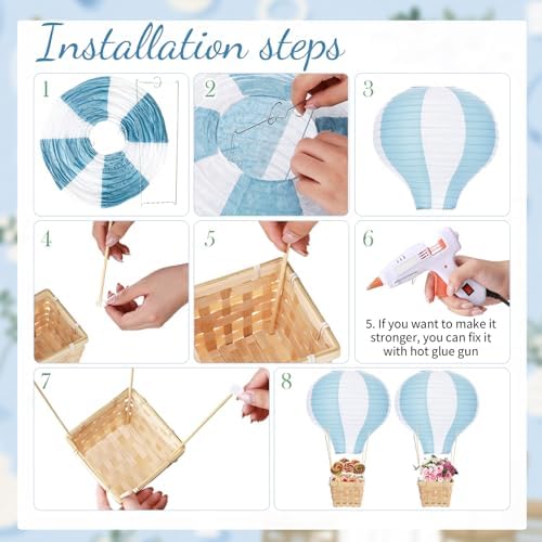 Meooeck 4 Sets Blue Hot Air Balloon Table Centerpieces Decor - Image 3