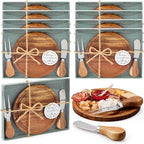 Maxcheck 8 Sets Wood Cheese Board Party Favors with Knife Fork Bridal by Maxcheck