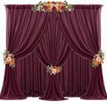 30ft x 10ft Burgundy Backdrop Curtains, Wrinkle-Free Sheer Chiffon Fabric Photo Backdrop Drapes for Wedding Arch Party Ceremony Stage Photography Decorations by WishCare