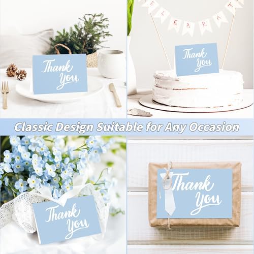 600 Pcs Light Blue Thank You Cards Bulk with Kraft Envelopes and Stickers 4x6 Inch Blank Thank You Notes Box Set Minimalistic Design for Business Wedding Baby Shower Graduation Bridal Shower Birthday - Image 4