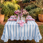 Tudomro Striped Tablecloth, Rectangle, Baby Blue, White, 84'' X 60'' - Image 5
