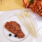 Supernal 180pcs Gold Glitter Plastic Silverware Set, Disposable Cutlery - Image 3