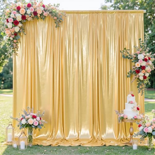 10x10FT Gold Sequin Backdrop Curtain for Party - 2 Panels 5x10FT Wrinkle-Free Shimmer Drapes for Birthday, Wedding, Christmas, Decorations & Photography by Unknown