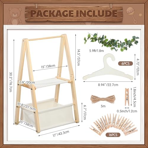 Foldable Double Layered Baby Closet Organizer Wooden Rack Hangers - Image 2