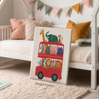 Wrapped Framed Cute Colorful Animal Canvas Wall Art Modern Funny Kids Posters Safari Animals On Red Bus Scene Prints For Toddler Bedroom Nursery Wall Decor 20x30 inch - Image 4