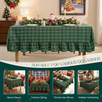 Romanstile Christmas Plaid Ruffled Tablecloth Rectangle, 60x102 Inch Green - Image 6